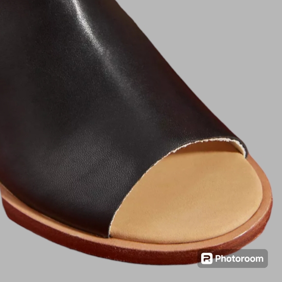 🎈🆕NWT Soludos Capri Mule Black Leather Heeled Slide Sandals Open Toe MSRP $80 - Picture 3 of 5